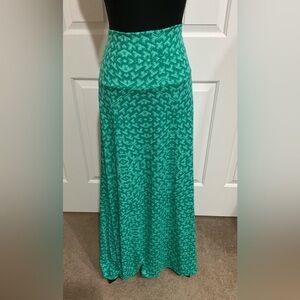 LuLaRoe L Teal Patterned Maxi Skirt